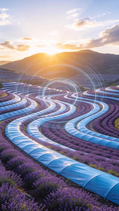 薰衣草田日落图片