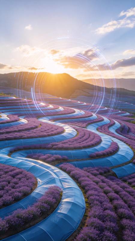 紫藤花海日出图片