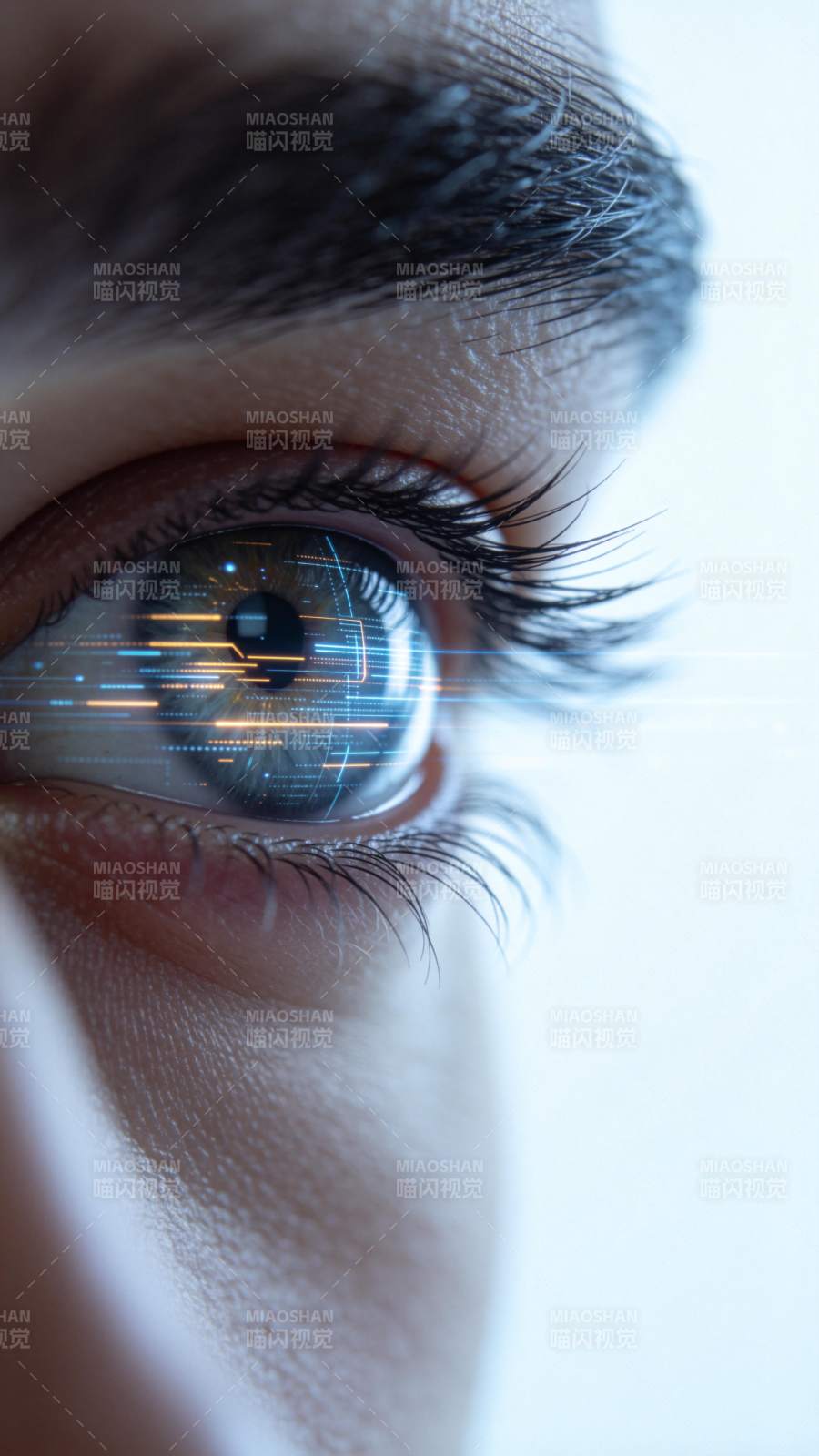 人眼虹膜中映射科技数据光纹图片