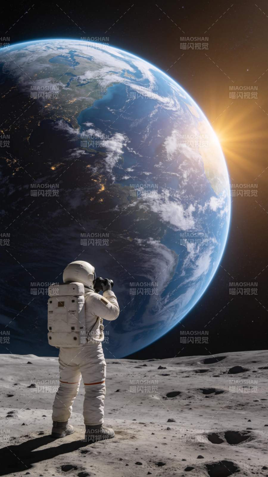 月球上的地球仰望图片