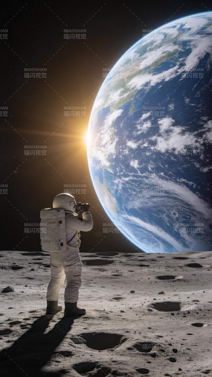 月球上的地球之影图片