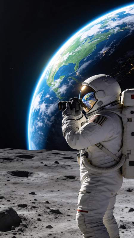 月球上的地球摄影图片