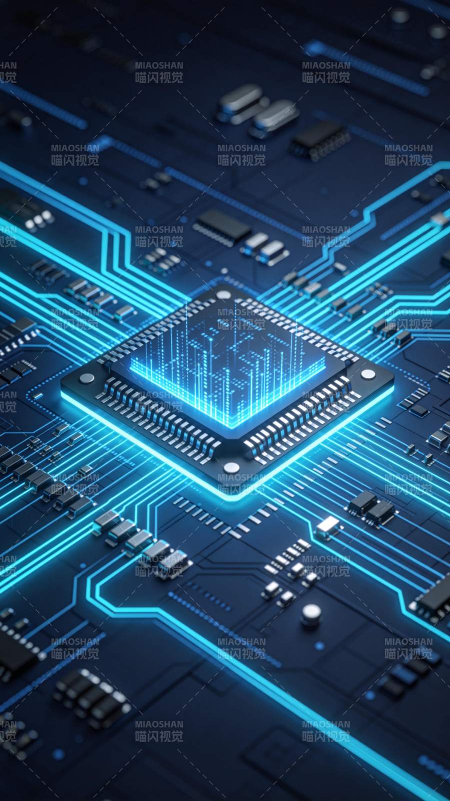 芯片电路发光图图片
