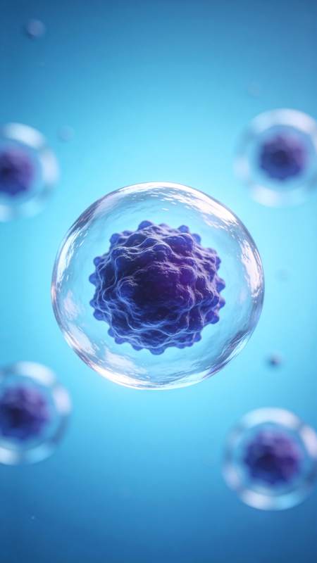 显微镜下紫色细胞结构与透明细胞膜图片