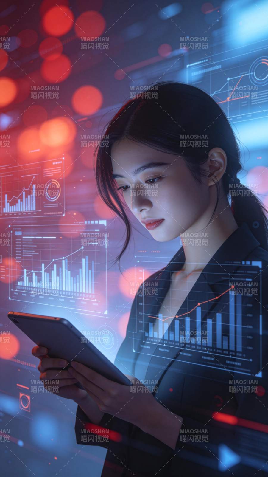 科技女性掌中数据图片