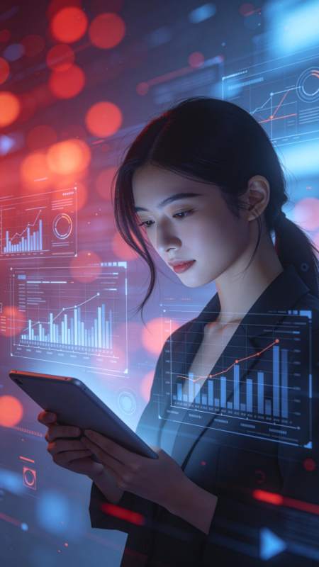 科技女性掌中数据图片