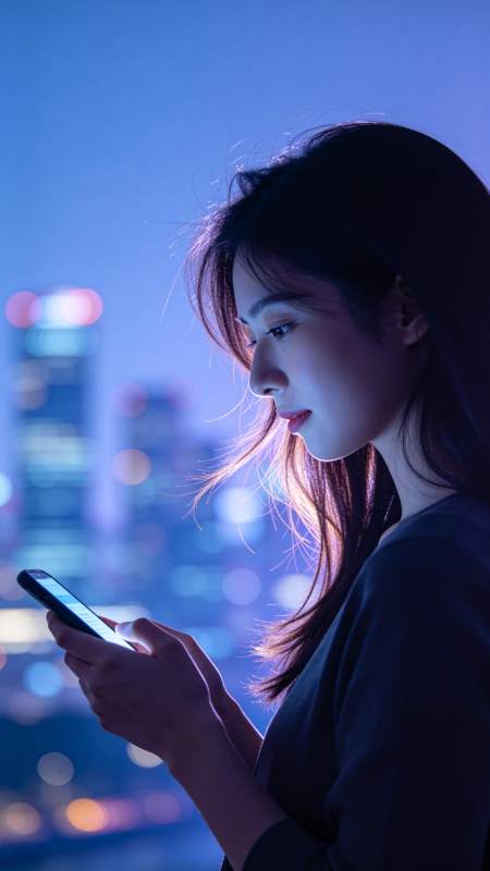 夜色中的手机时光图片