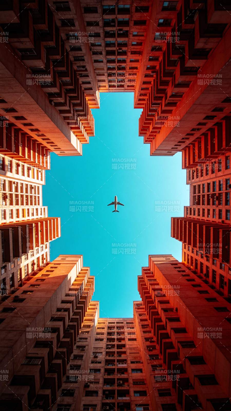 城市之眼 飞机掠过图片