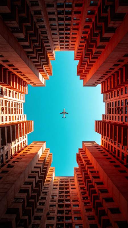 城市之眼 飞机掠过图片