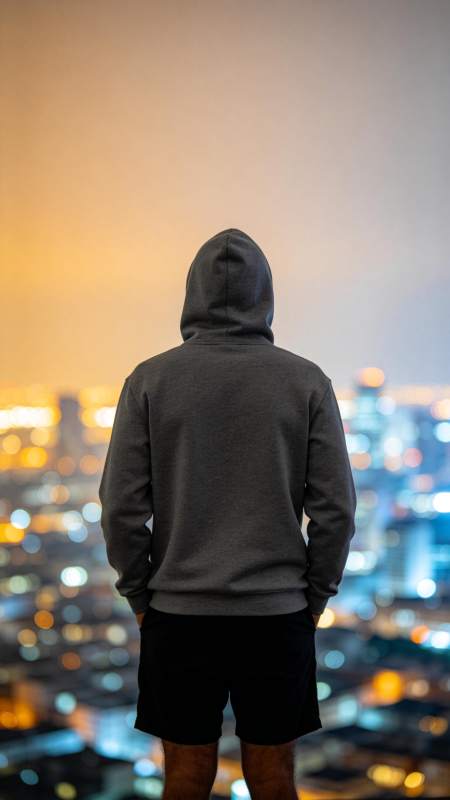 夜景中的孤独身影图片