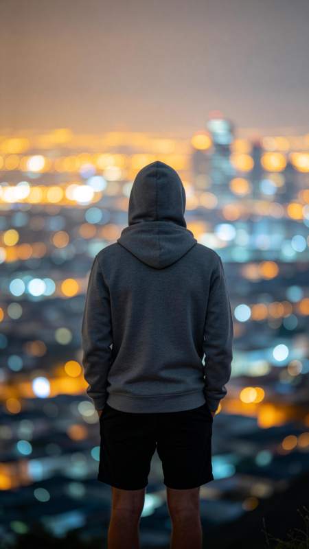 夜景中的背影图片