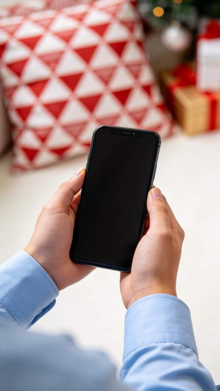 手机前的节日时光图片