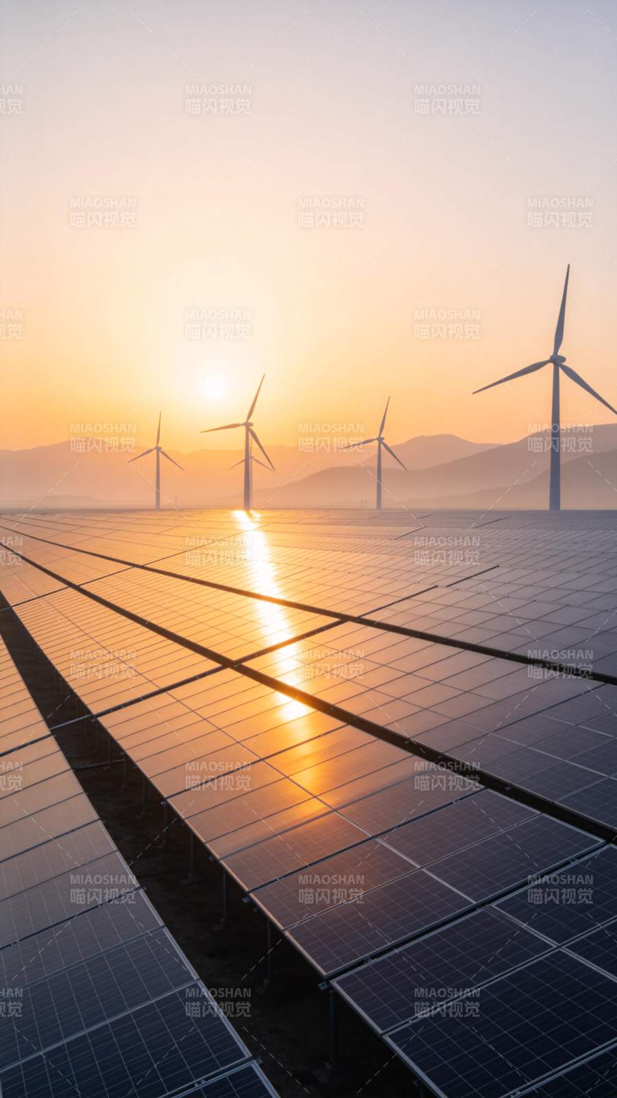 日落风光发电图片