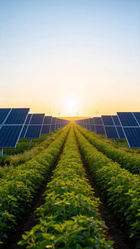 光伏农田日出景象图片