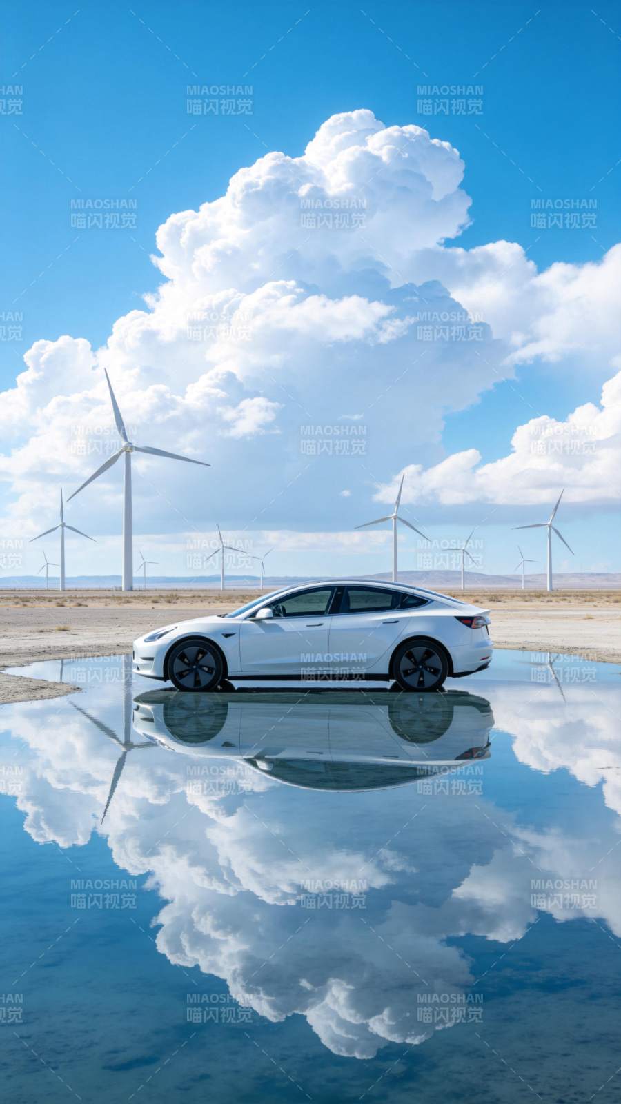 风车映水 电车静泊图片