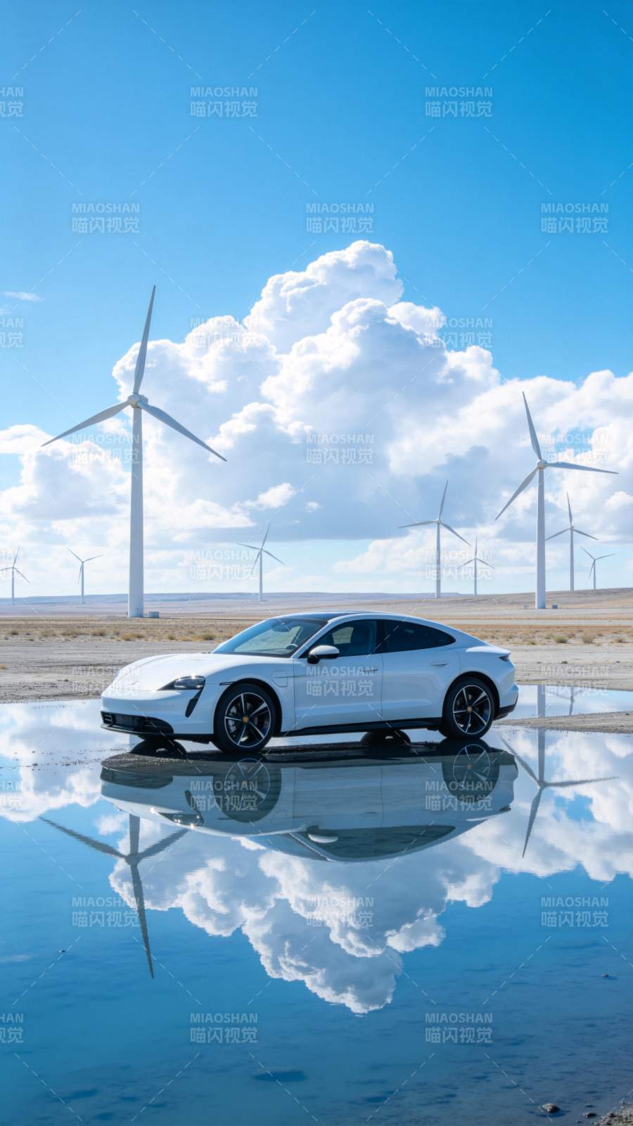 风车映水 电车静停图片