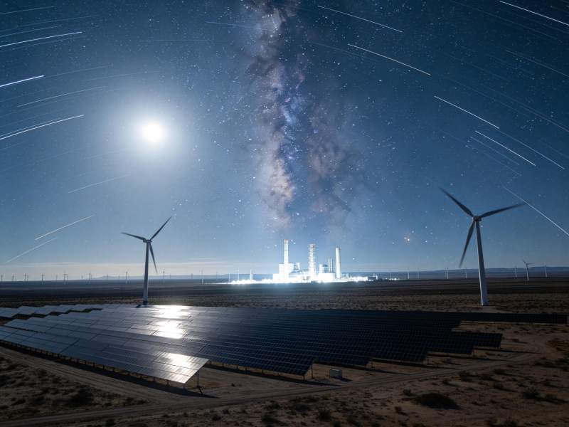 星空下的新能源电站图片