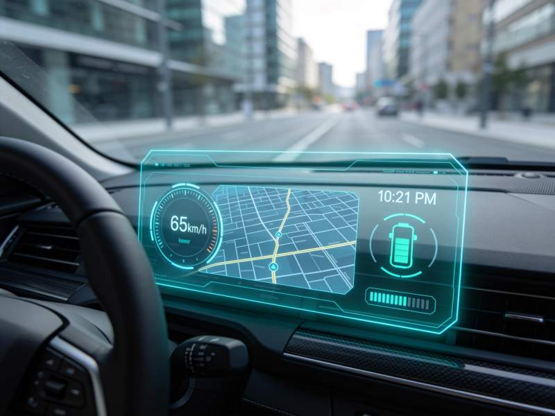 车载透明全息抬头显示器显示导航与车速信息图片