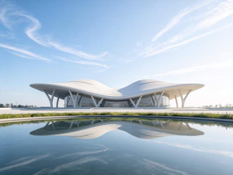 未来建筑倒影图片