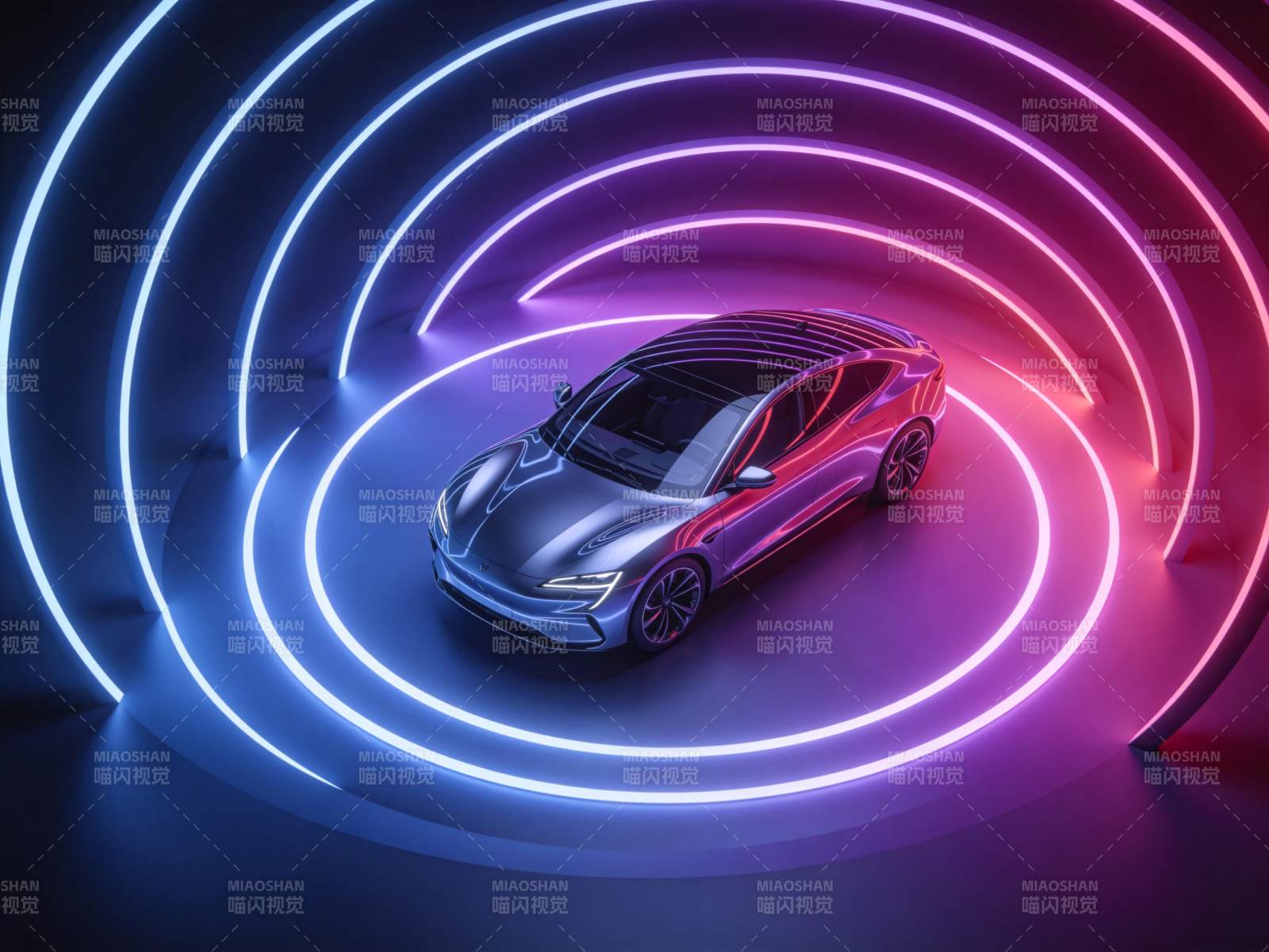 未来之车 霓虹环绕图片