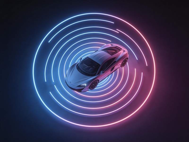 霓虹环绕的未来跑车图片