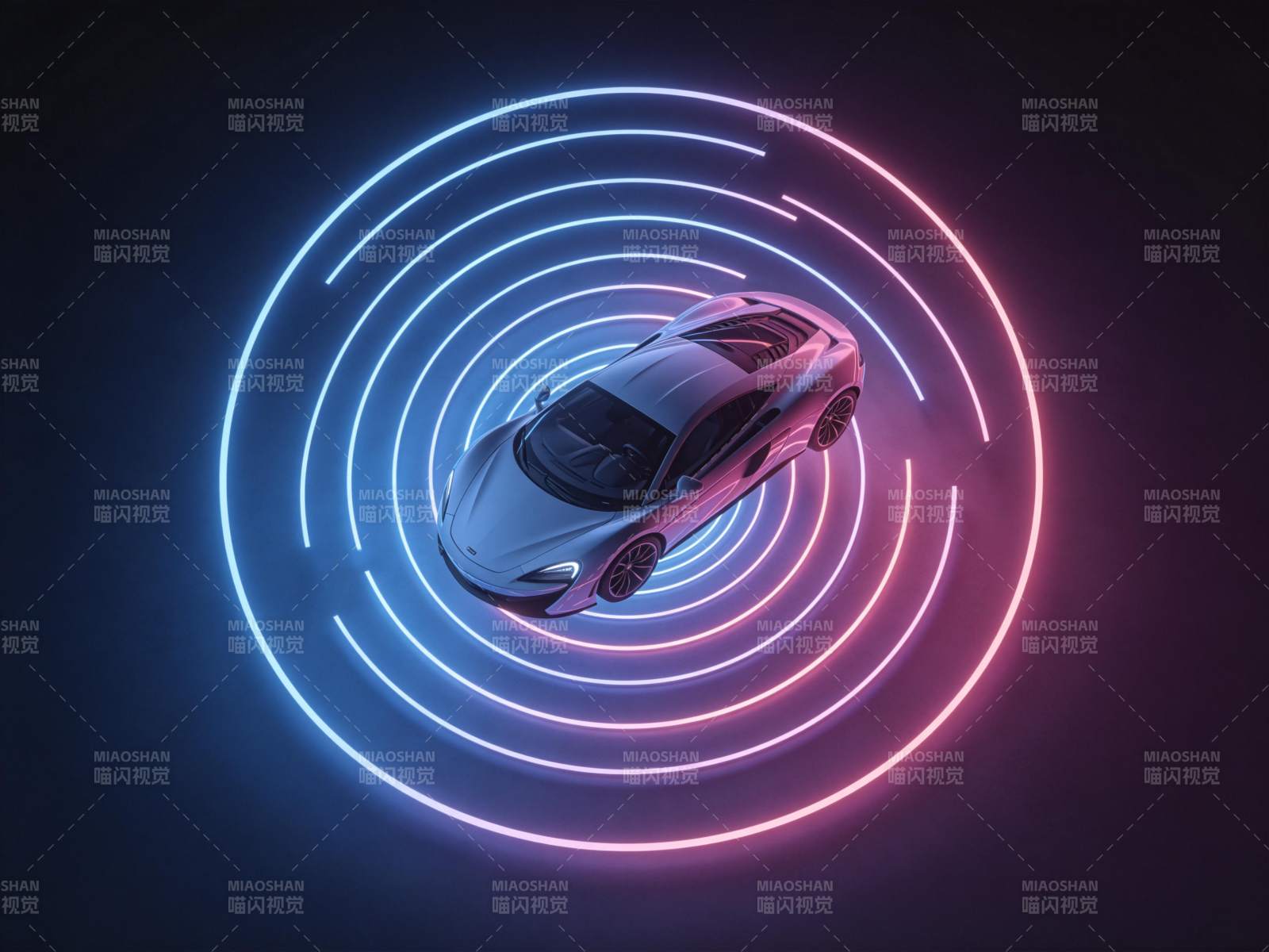 霓虹环绕的未来跑车图片
