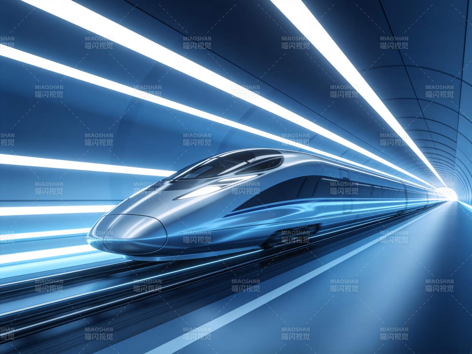高速列车疾驰隧道图片