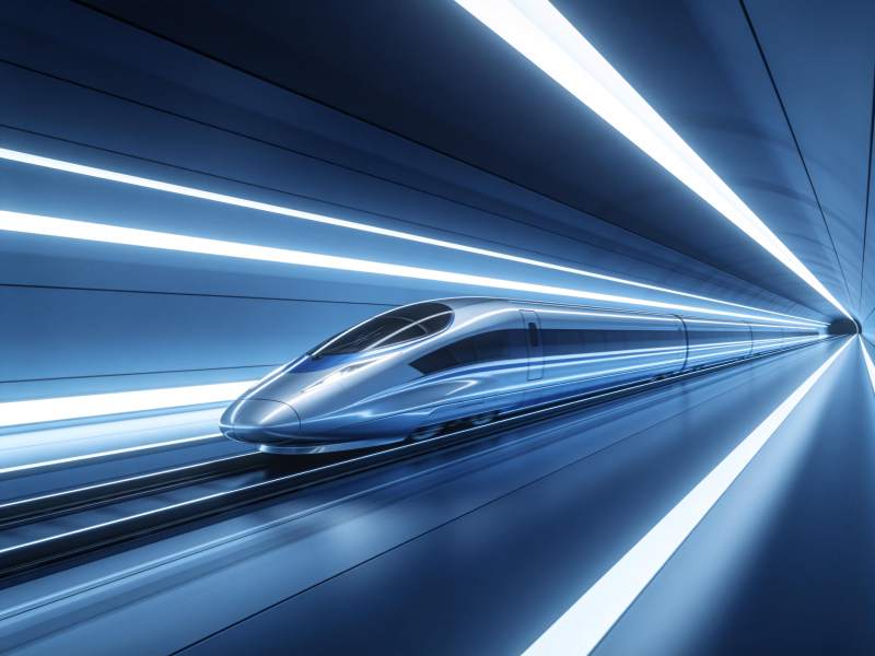 高速列车疾驰隧道图片