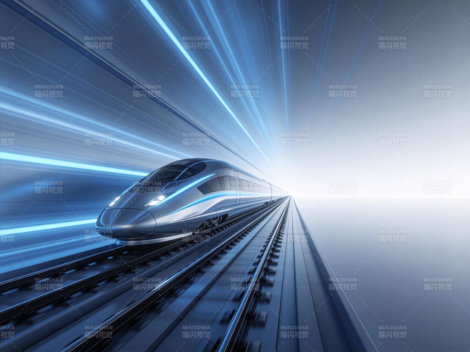 高速列车疾驰而行图片