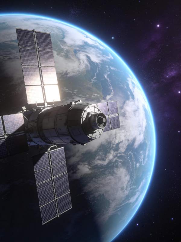 卫星环绕地球飞行图片