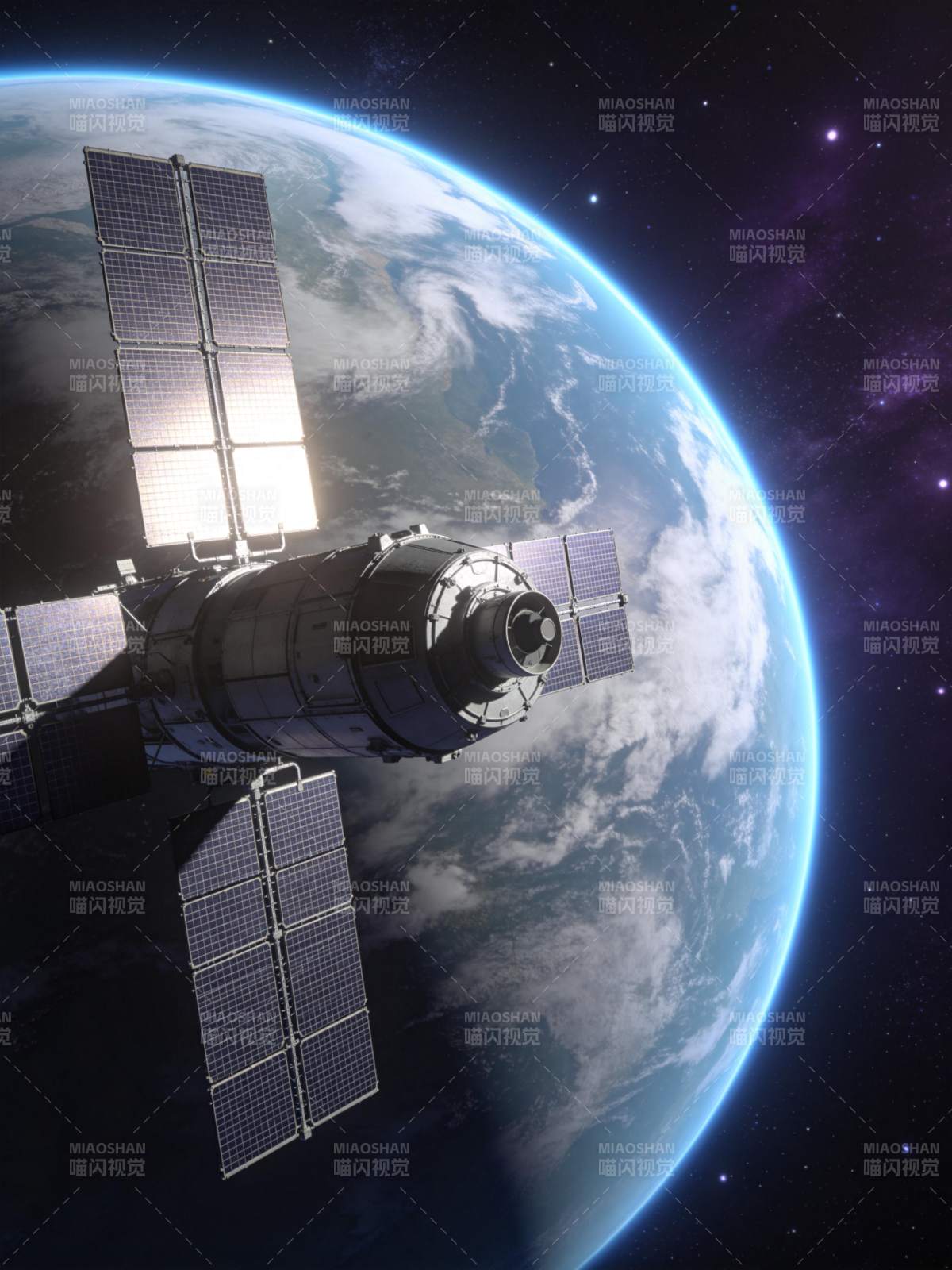 卫星环绕地球飞行图片