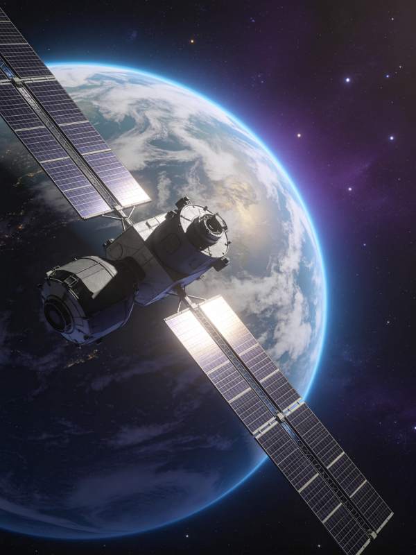 太空站绕地球飞行图片