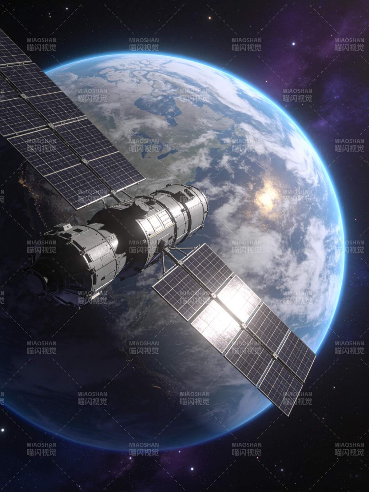 太空站环绕地球图片