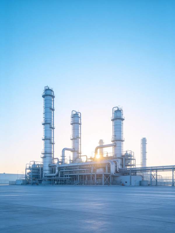 工业塔群晨光中图片