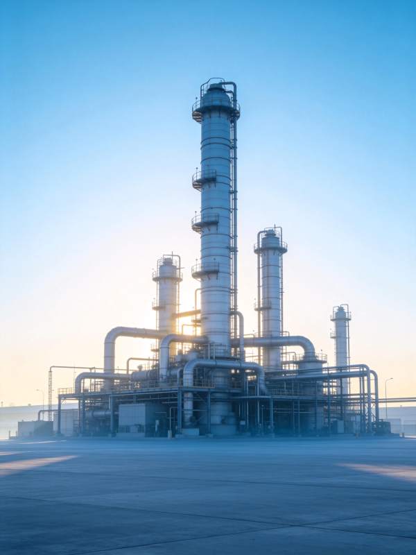 工业塔群晨光中图片