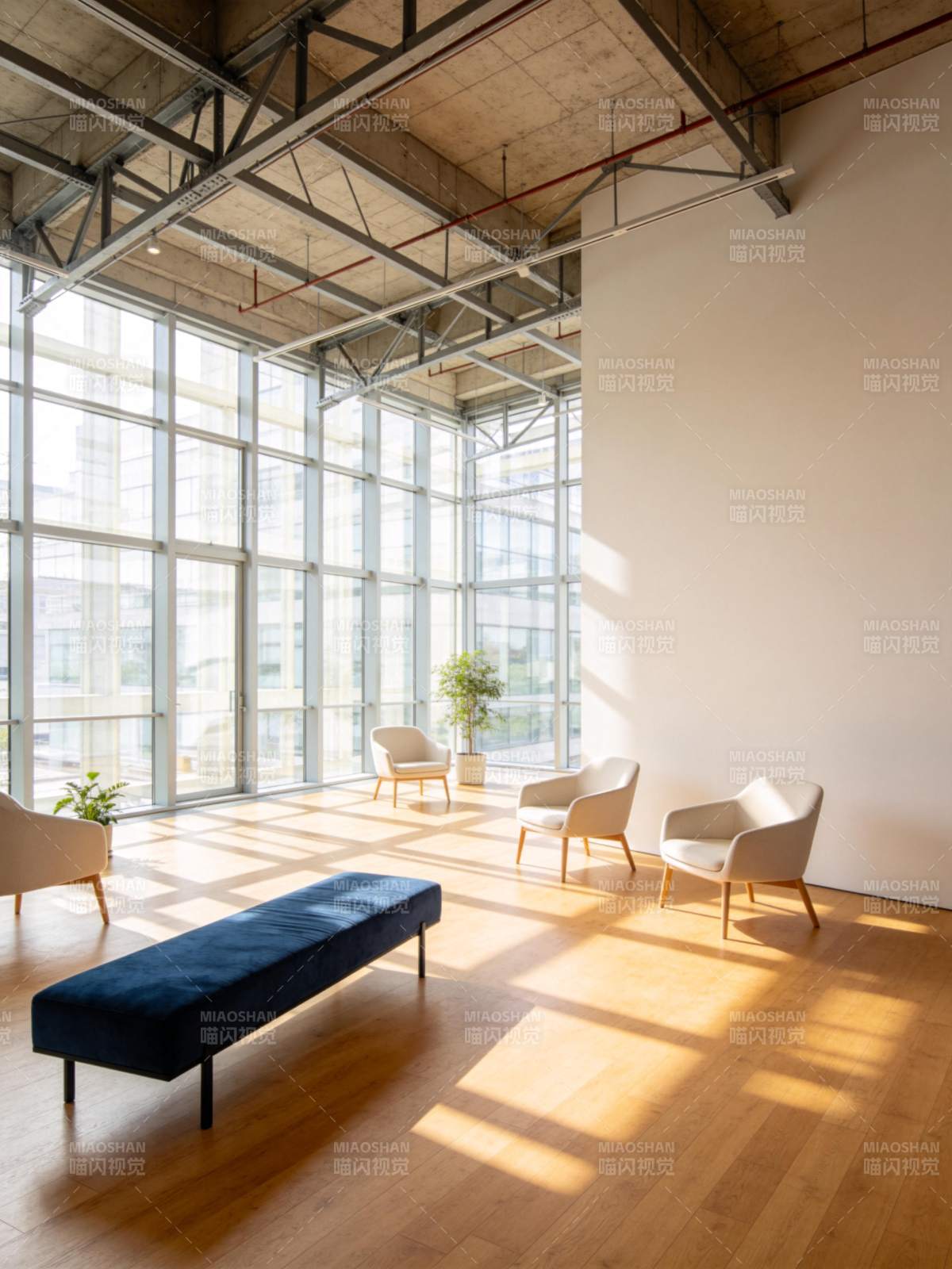 工业风室内空间配现代简约家具陈设图片