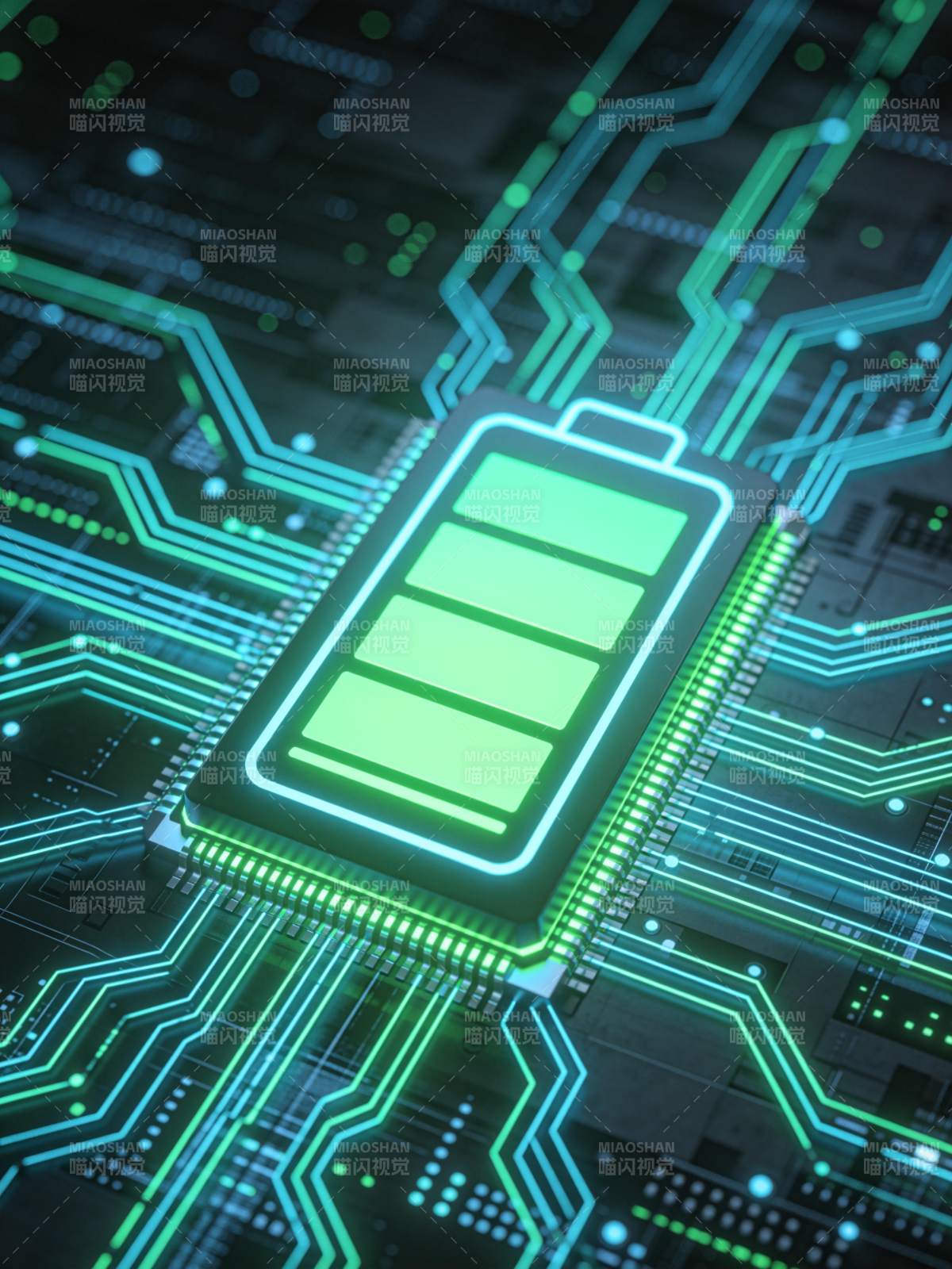 绿色发光电池芯片集成于电路板之上图片