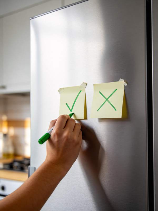冰箱上的对错标记图片