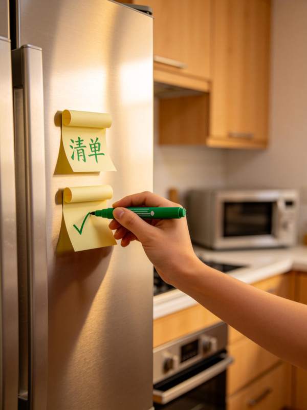 冰箱贴纸记清单图片