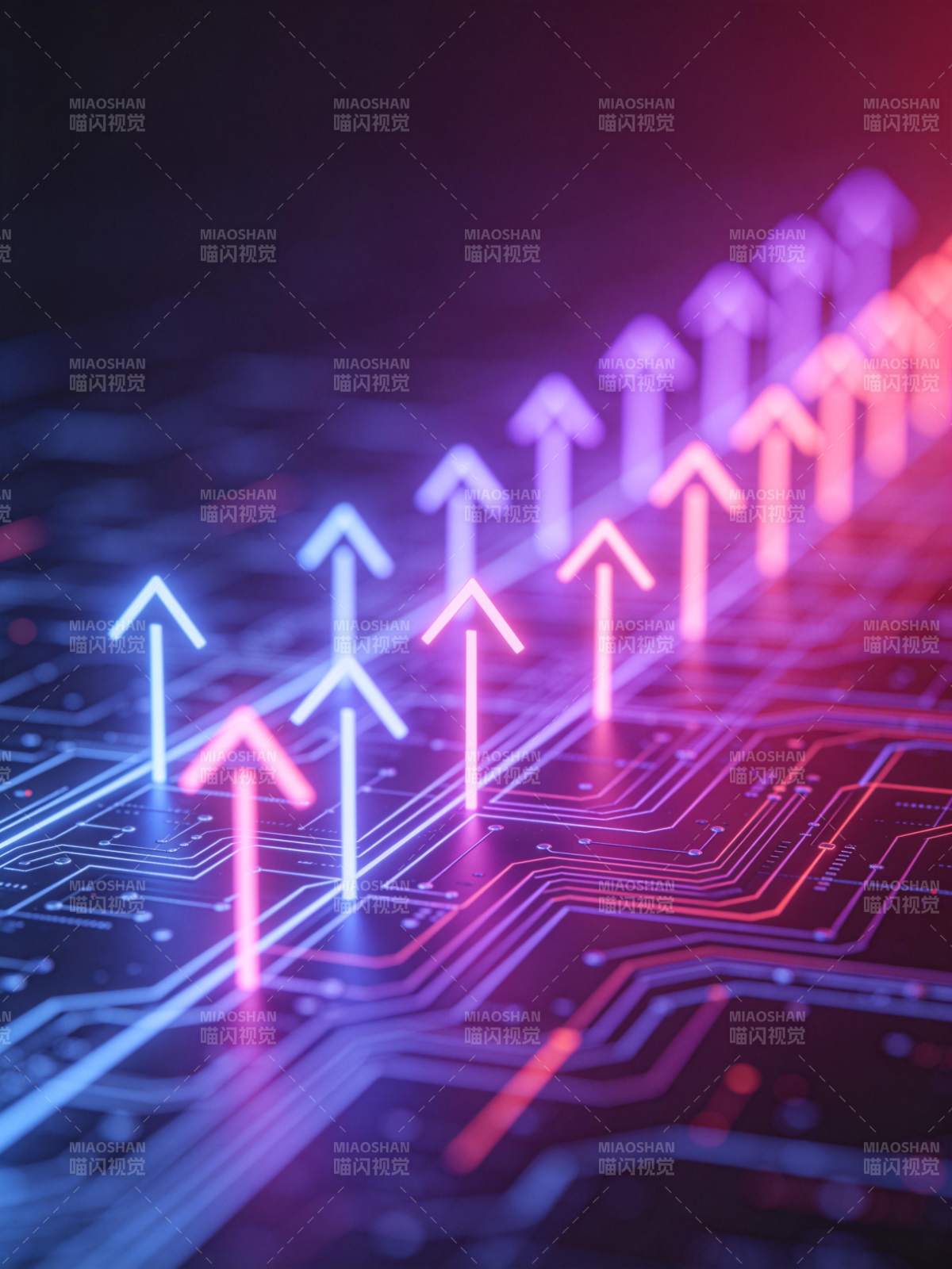 电路板上发光箭头指示数据流向图片