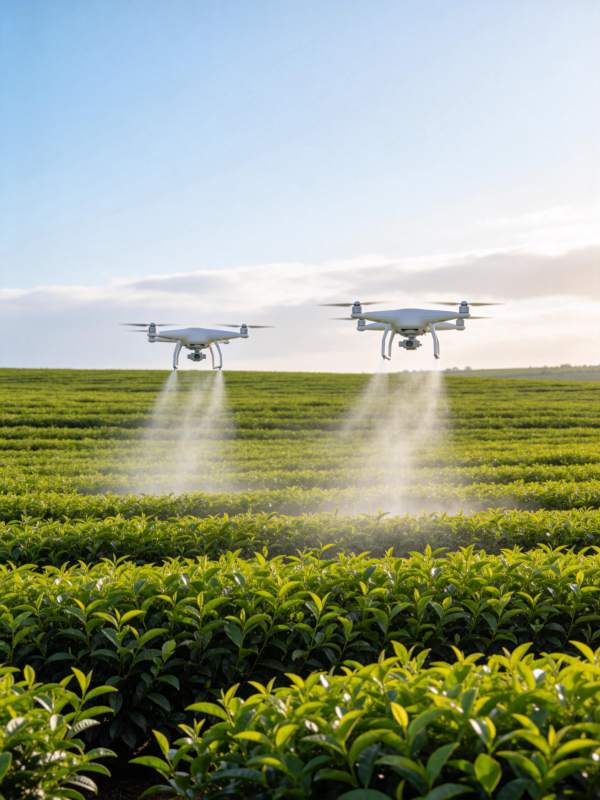 无人机喷洒茶园图片