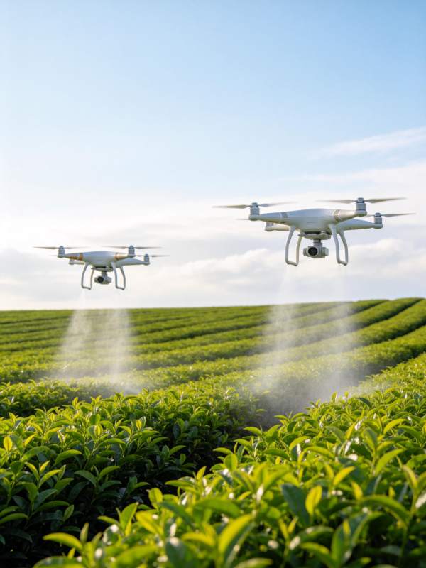 无人机喷洒茶园图片