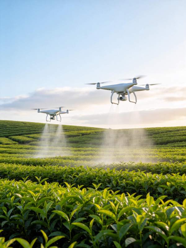 无人机喷洒茶园图片
