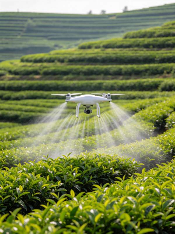 无人机喷洒茶园图片