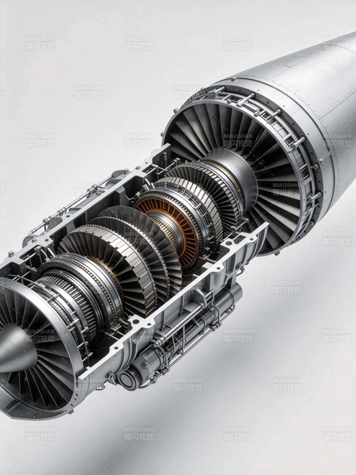 涡轮喷气发动机剖面结构展示图图片