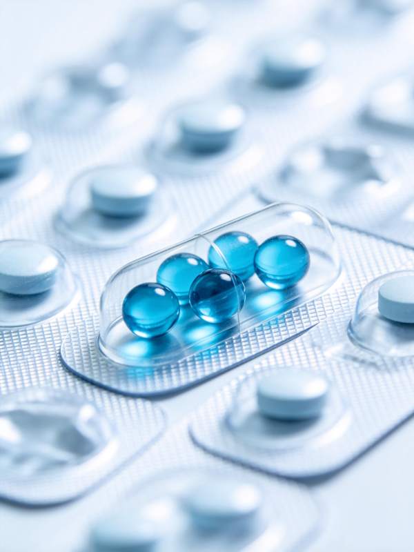 蓝色药丸特写图片