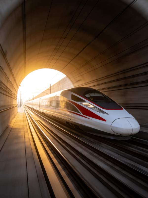 高速列车穿隧而出图片