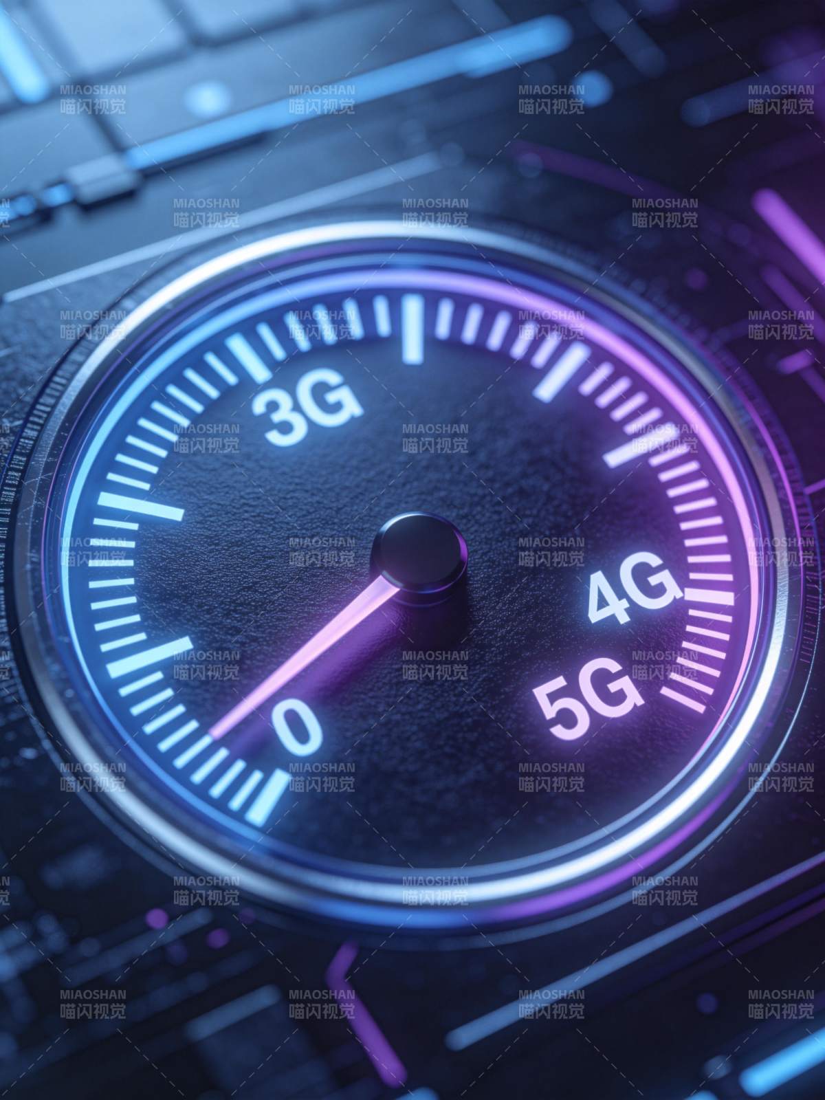 5G网络速度仪表盘显示科技感界面图片