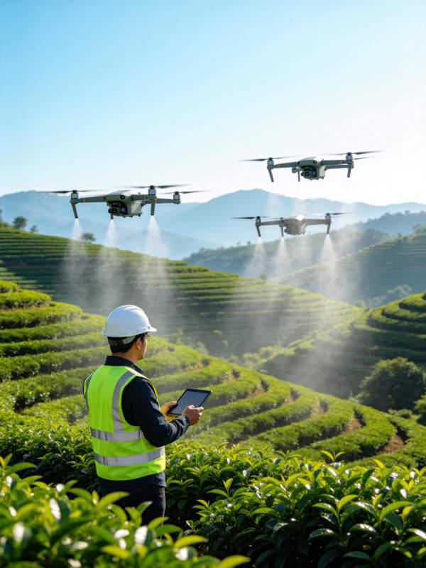 无人机茶园喷洒图片