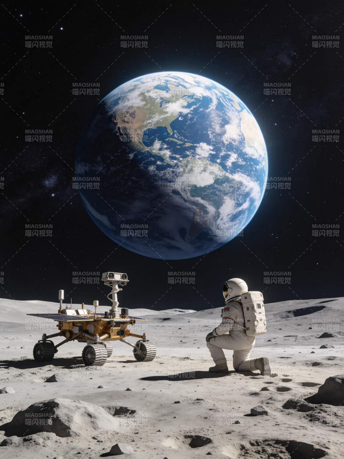 月球上的地球仰望图片